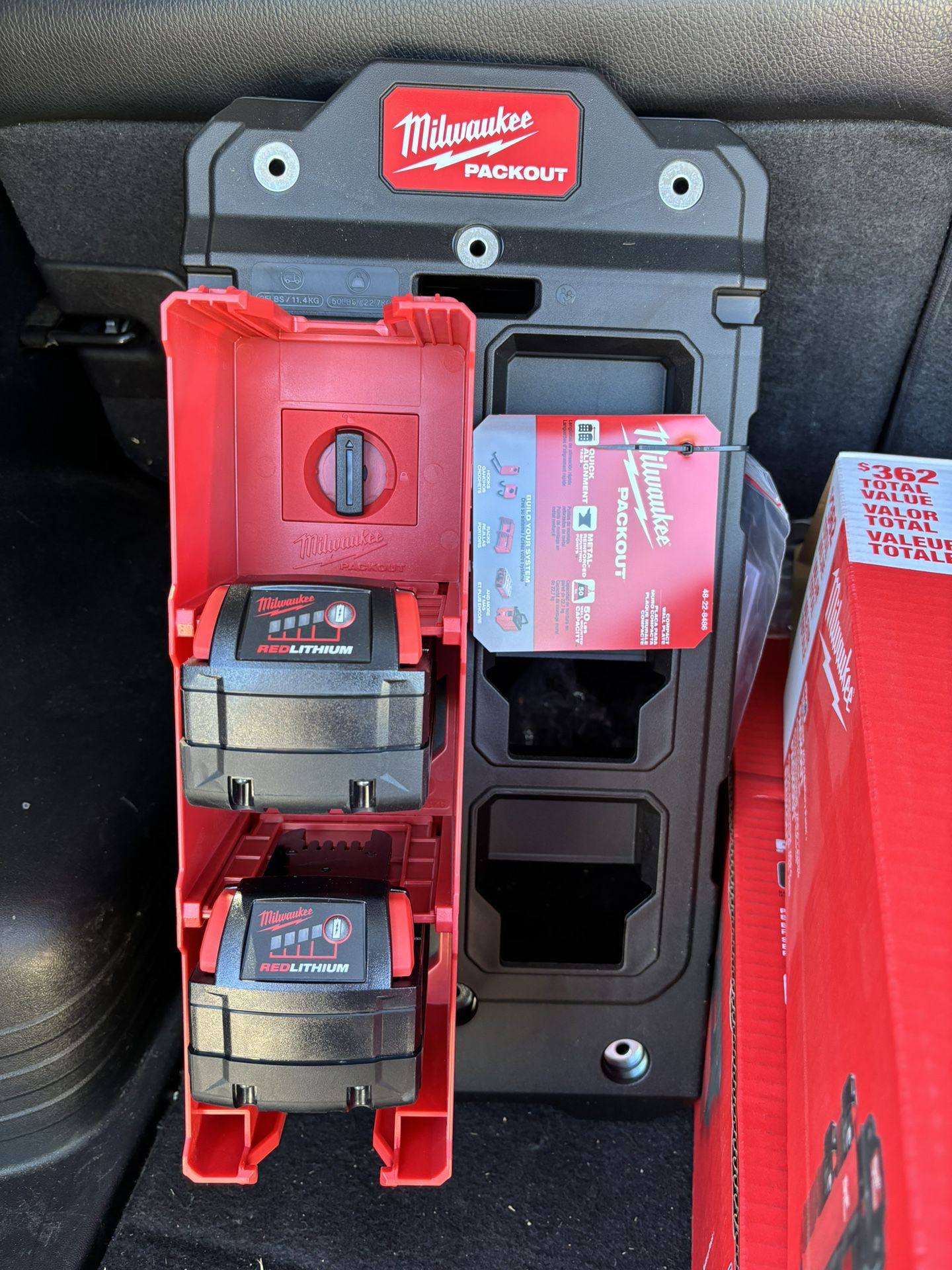 Milwaukee Packout Battery Rack And 2 Batteries 