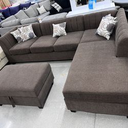 “L” Shape Sectional With Storage Ottoman 🔥🔥🔥
