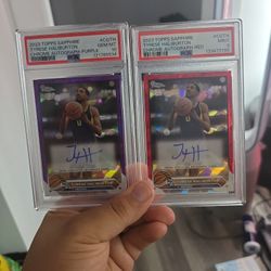 Tyrese Haliburton 2023 Topps Sapphire Dual Auto Lot – PSA 10 Purple & PSA 9 Red Chrome
