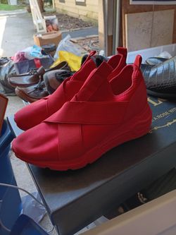 Red Slip-On Sneakers with Cross Strap