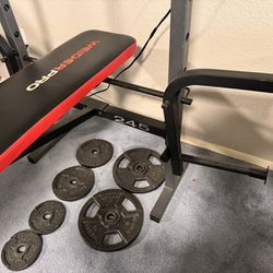 Weider Pro Weight Bench With Bar And Weights