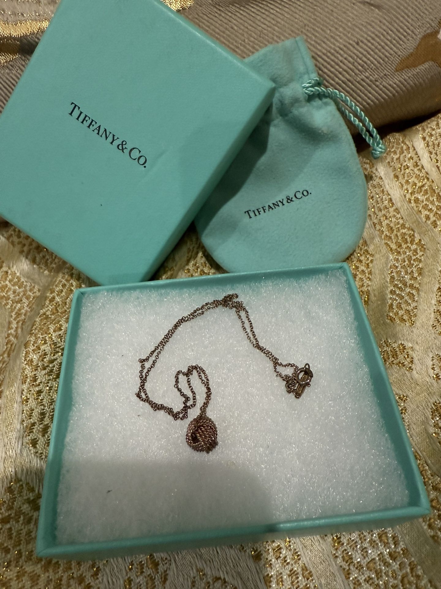 Tiffany Love Knot Necklace 925 Sterling Silver