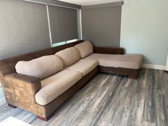 Brown Sectional Sofa with Chaise