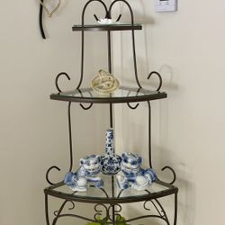 62”H Bronze 4-Tier Glass Corner Stand 