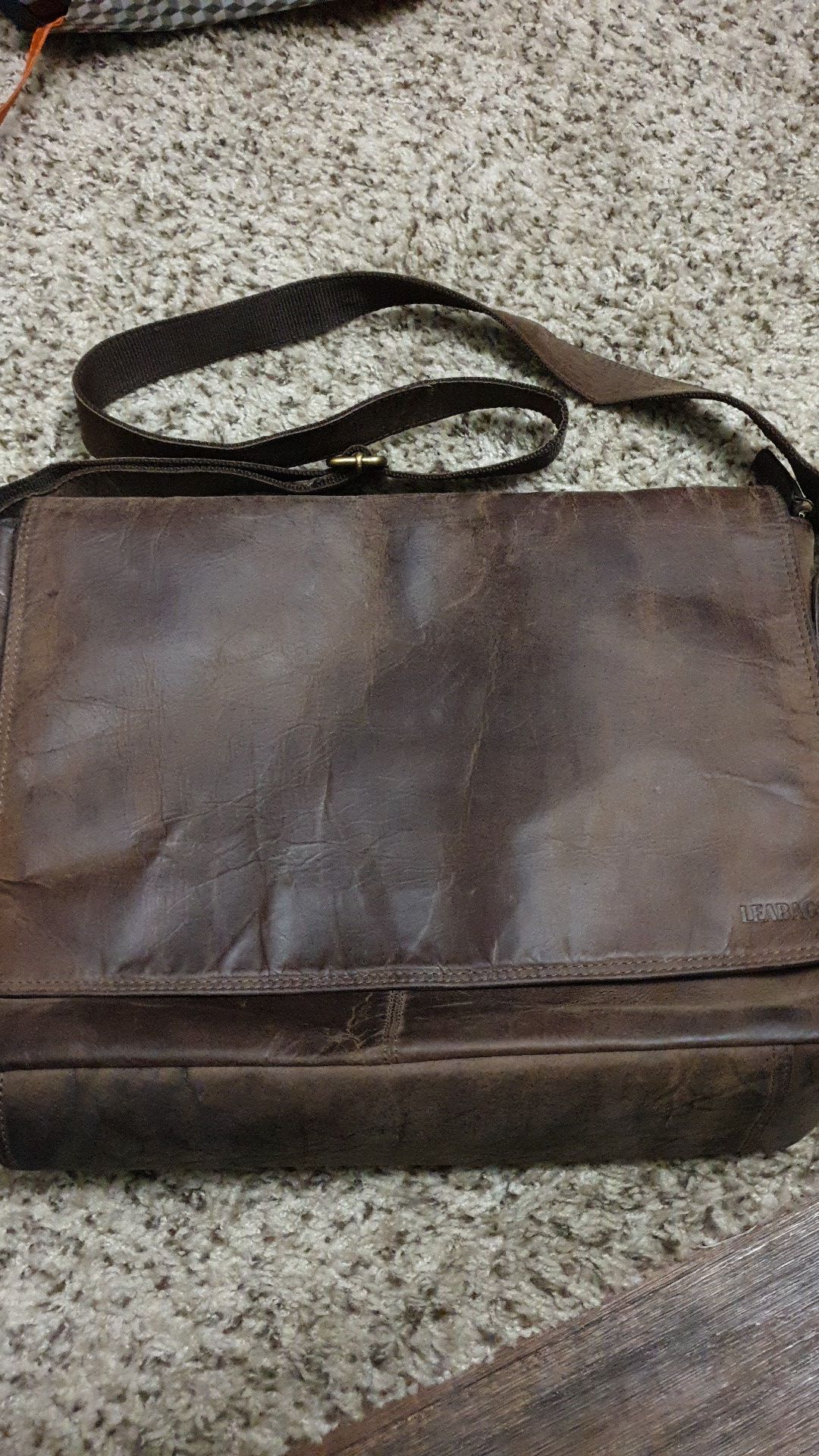Real leather messenger bag