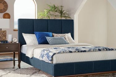 *Charity Queen Upholstered Bed Blue*