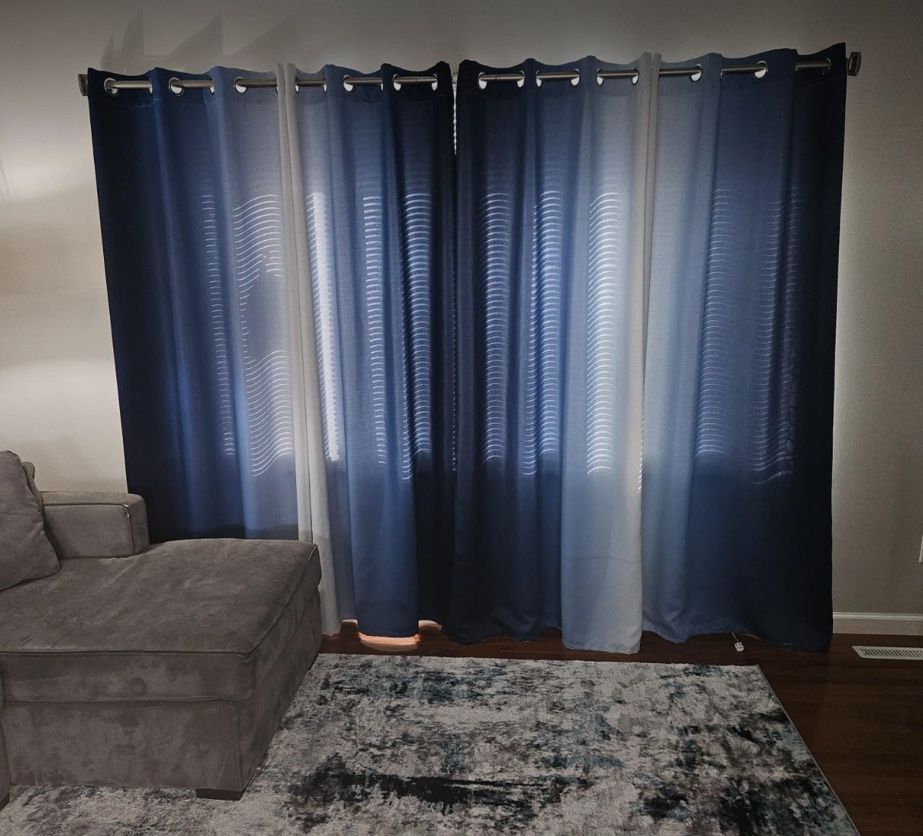 Navy Blue Ombre Blackout Curtains 