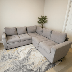 Warm Grey 3-Seat Sectional Pull-Out Couch – Like New - Houston, TX
