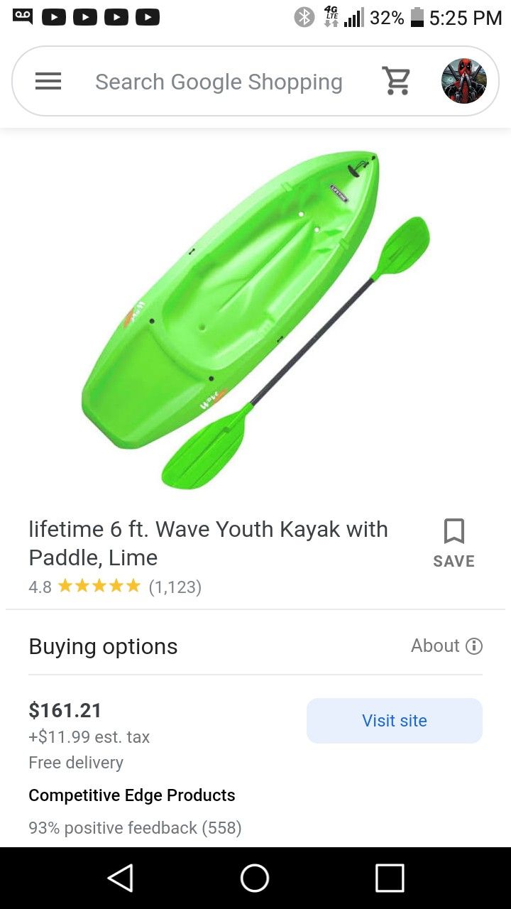 life time kayak 6 foot kayak no paddle
