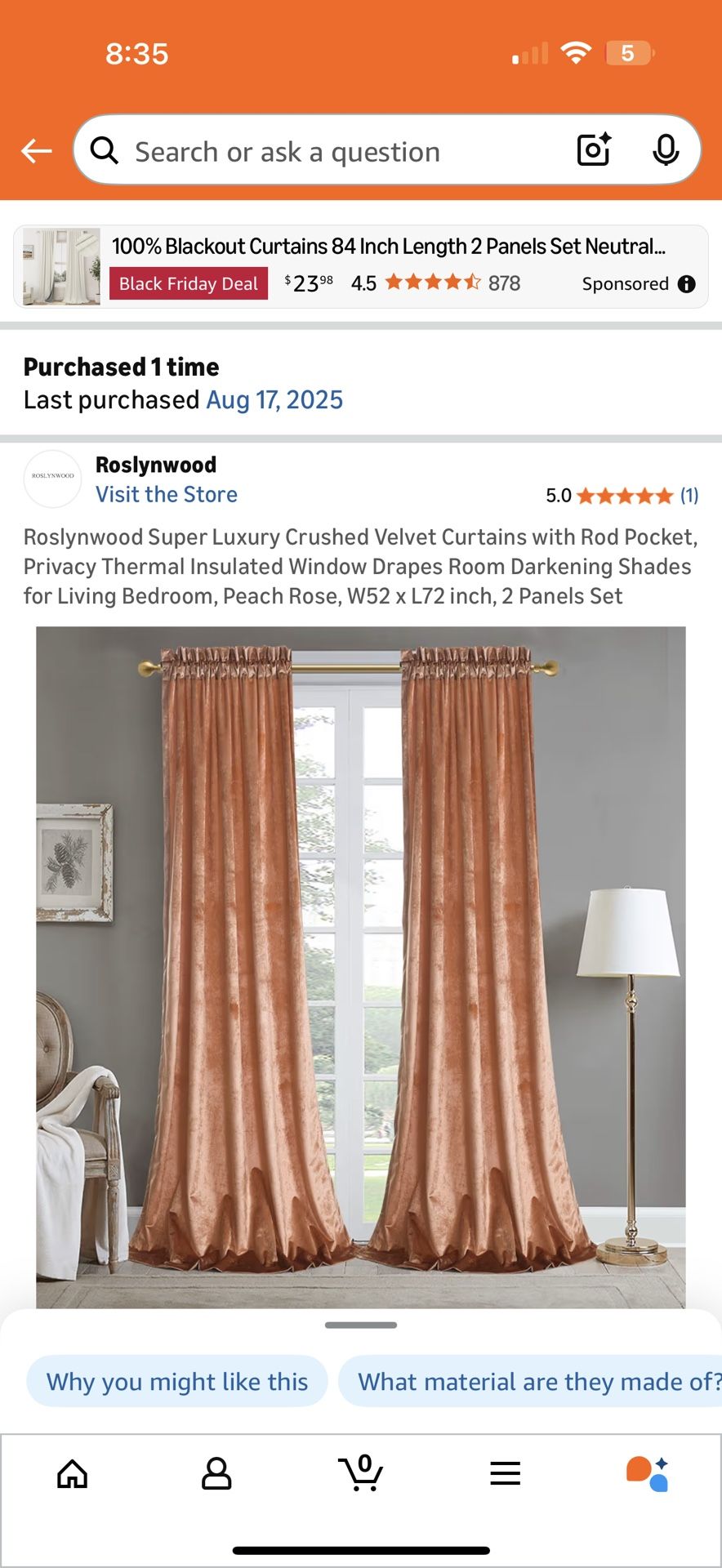 Peach/ Dusty Rose Drapes