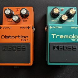 Boss Tremolo And Distortion Pedals For Electric Guitar 