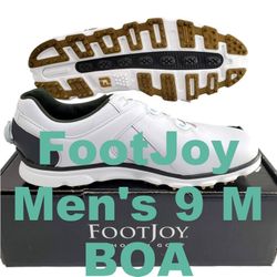 FootJoy Men's 9 M BOA Pro SL Spikeless Golf Shoes 53596 White Black Bronze