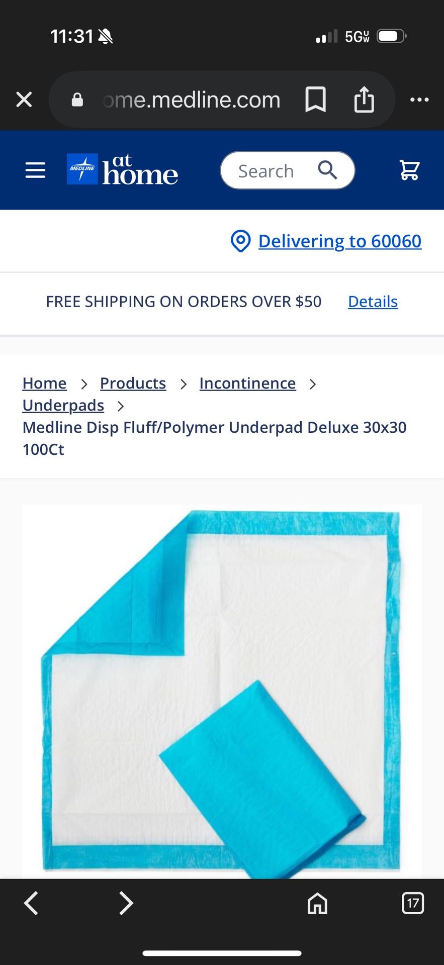 Med line 30x30 Disposable Bed Pad