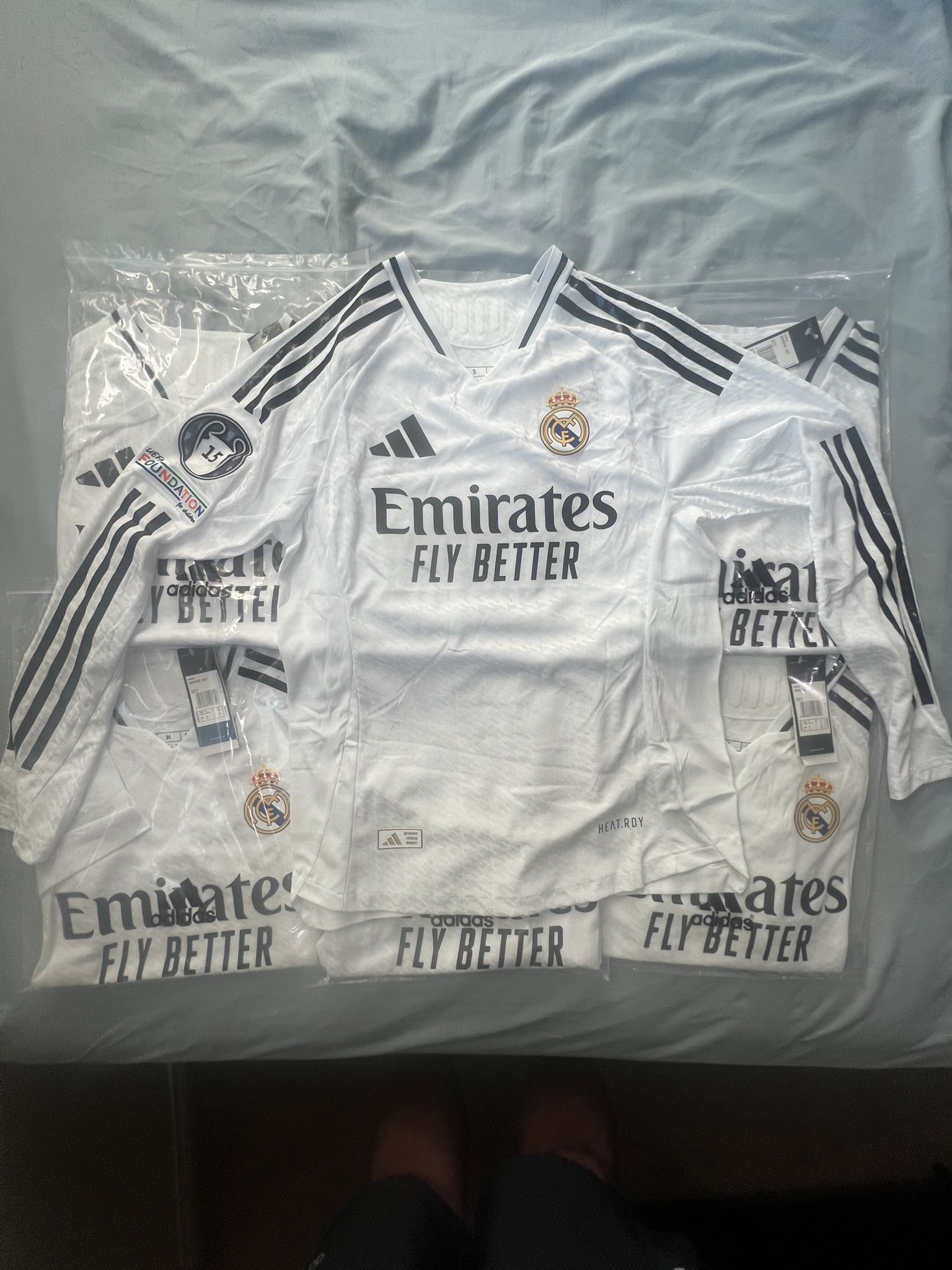 Long sleeve player version Soccer fútbol Real Madrid Vini jr #7 gray set Mbappe #9 Orange set kids Bellingham #5 set player version sizes playera bes