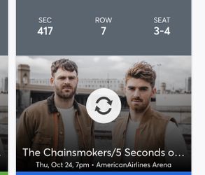2 Tickets 10/24 Tomorrow! The Chainsmokers. Miami.