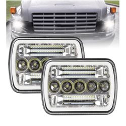 130W rectangular headlights, 5 x 7/6 x 7 inches, high beam and low beam headlights compatible with GMC 