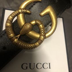 Gucci Snake Buckle Leather Belt