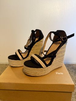 Brand new never worn black espadrille wedges size 7.5/38