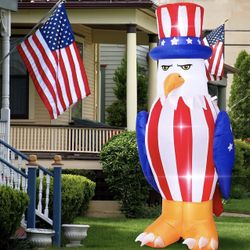 Brand New 5.9 Feet Inflatables Independence Day Decorations LED Lighted Yard Decorations Inflatable American Eagle 4th of July Patriotic Inflatable De