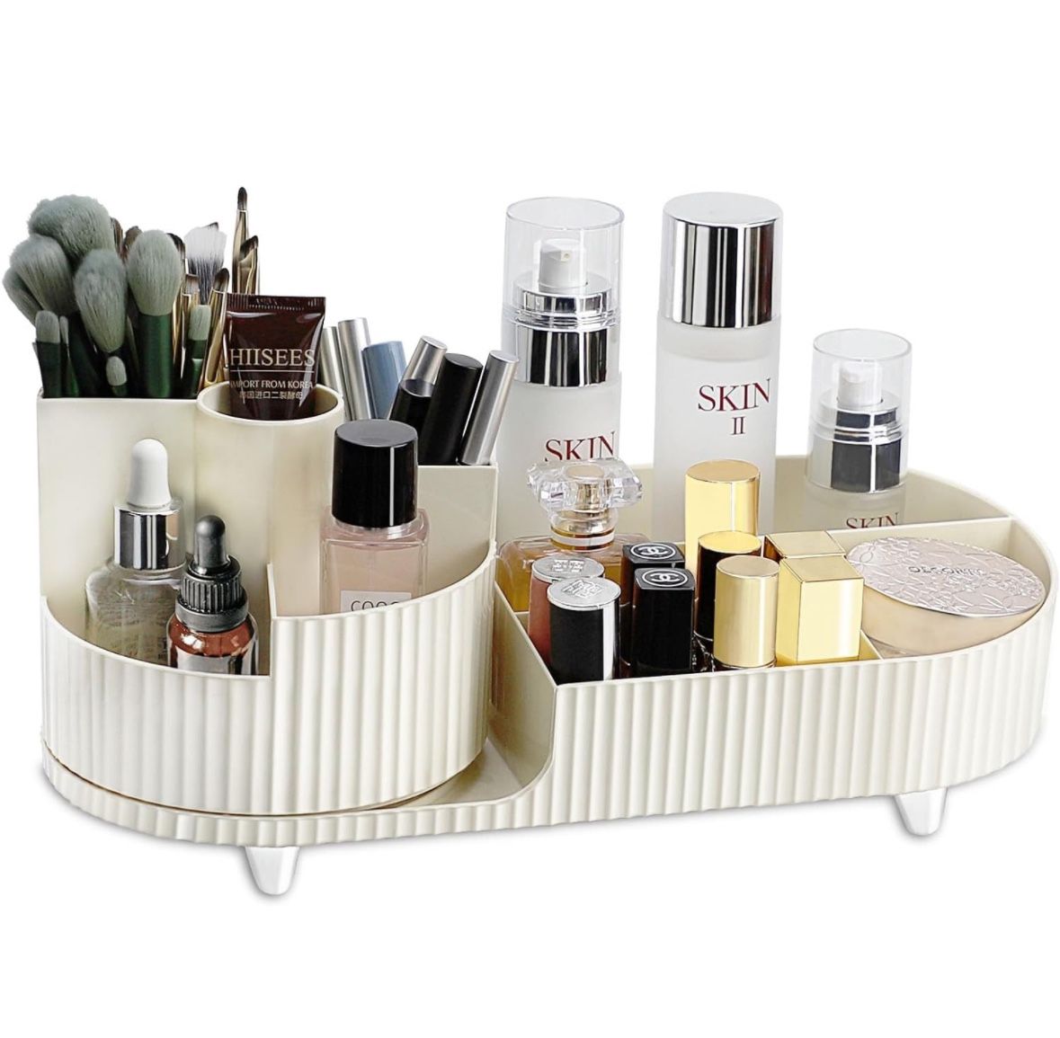 Makeup Organiser Brush Holder, 360°Rotating Cosmetic Organisers with 9 Compartments