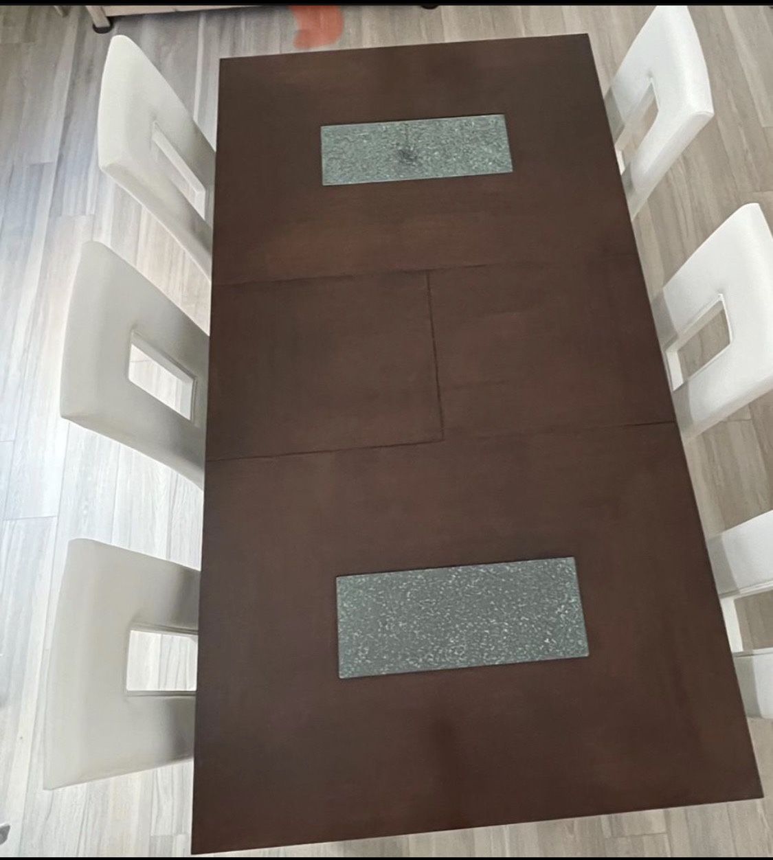 Solid wood dining table + 6