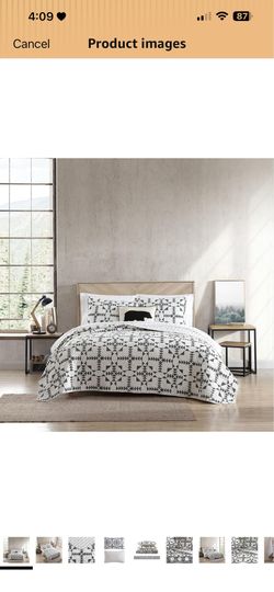 Eddie Bauer - Queen Quilt Set, Reversible Cotton Bedding with Matching Shams, Luxurious Bedding Set (Arrowhead Charcoal, 3 pcs, Queen)