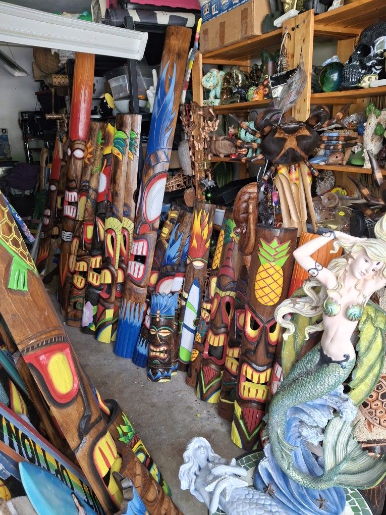 Large Selection Of 40 In Wooden Tiki Masks Sold Individually 40 Each