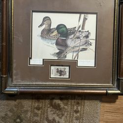 Framed Larry Haydon Waterfowl Print With Stamp