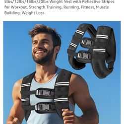 Weighted Vest with Two Adjustment Straps for Men Women, 8lbs/12lbs/16lbs/20lbs Weight Vest with Reflective Stripes for Workout, Strength Training, Run