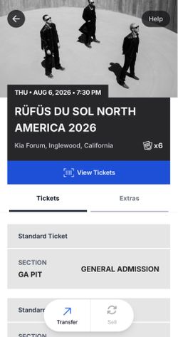 RUFUS DU SOL  North America Tour  Thursday August 6th