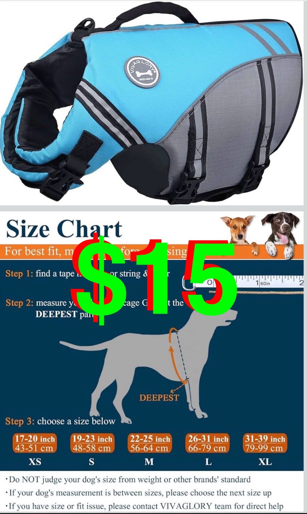 Sports Style Dog Life Vest, Dog Life Jacket- Large