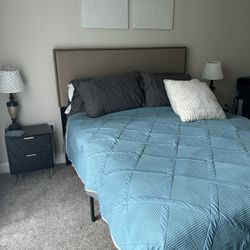 Queen Metal Bed Frame/upholstered Headboard