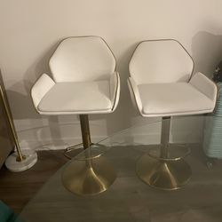 2 White Barstools 