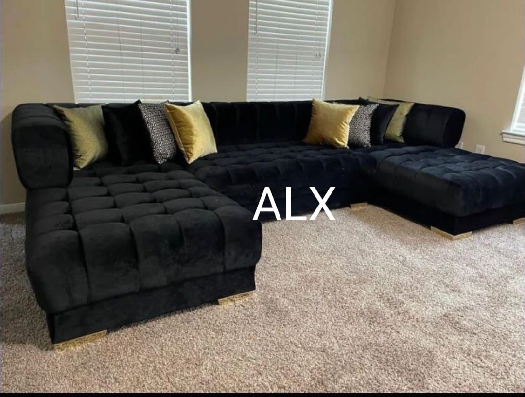 Brand New -double Chaise Sectional Velvet -
