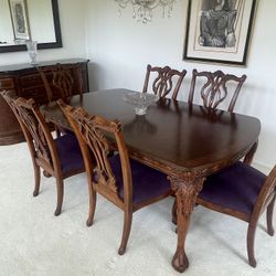Mahogany Dining Table, Side chairs, Sideboard/Buffet, Mirror