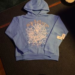 Light Blue Sp5der Hoodie Size M