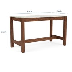 Room & Board Linden Counter Table Marbled Whote Quartz - Walnut