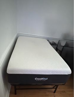 Twin mattress and metal base
