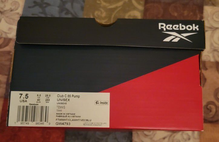 NIOB Reebok Club C 85 Pump Low Vector Blue - GW4793, SIZE M 7.5, W 9