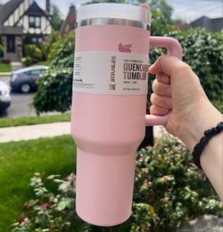 Stanley 40oz Light Pink Travel Tumbler Thermos Flowstate Straw Cup 