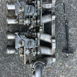 Dual Weber 45 DCOE Carbs  W/ 22R Cannon Intake Manifold