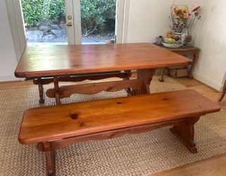 Solid Wood Dining Table with Benches