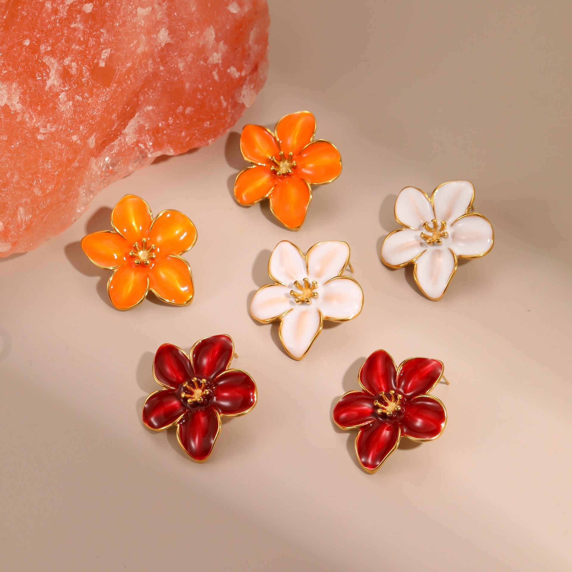 Brand new Orange Flower Earrings
