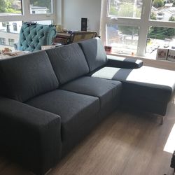 Grayish Blue Sofa With Chaise