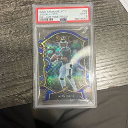 Jalen Hurts 2020 Prizm Die Cut Blue Prizm ROOKIE CARD PSA 9