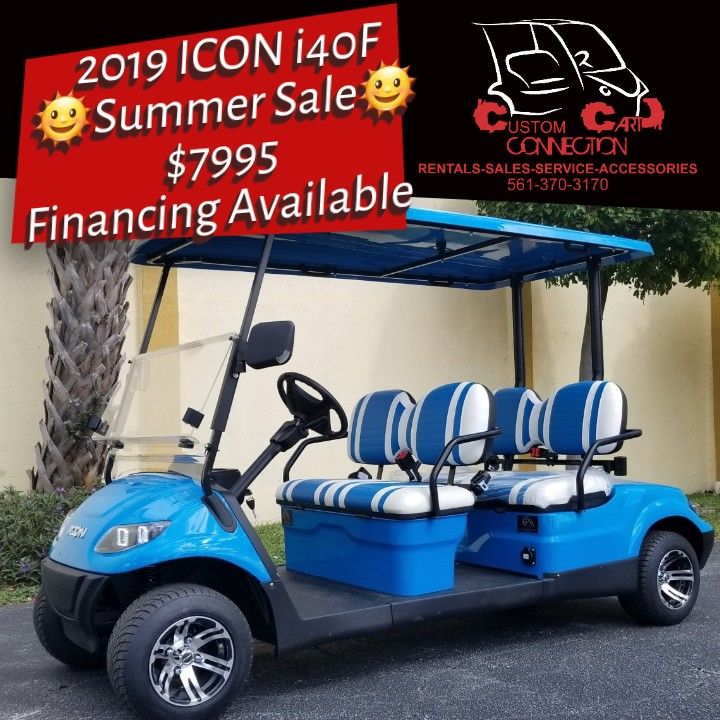 2019 ICON I40F CARRIBEAN BLUE GOLF CART 25+ MPH