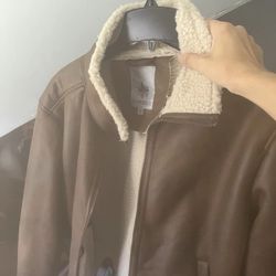 Rainforest sherpa Faux Leather Jacket Military B3 Winter Suede Work Wear