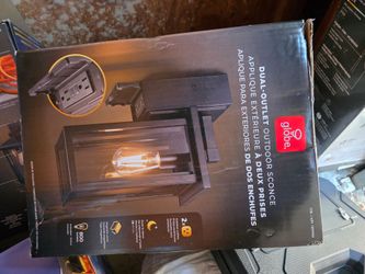 Globe Electric 14" Matte Black Outdoor Wall Light with GFCI Outlet