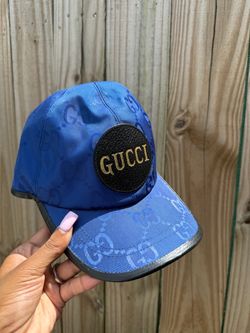 Gucci Blue/Black GG Logo Adjustable Baseball Cap Hat Women Size M 58cm