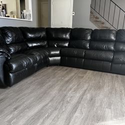 Black Leather Sectional 